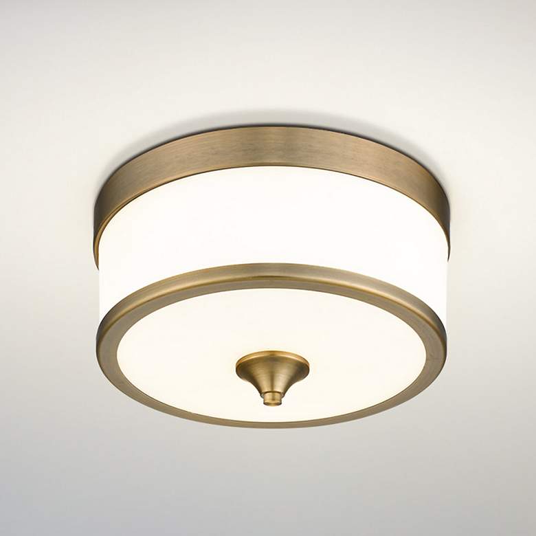 Image 1 Cosmopolitan Lighting 13 3/4" Wide Heritage Brass Drum Ceiling Light