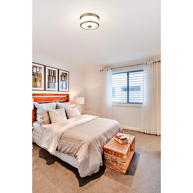 Image 3 Cosmopolitan Lighting 13 3/4" Wide Heritage Brass Drum Ceiling Light more views
