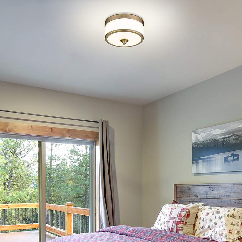 Image 4 Cosmopolitan Lighting 13 3/4" Wide Heritage Brass Drum Ceiling Light more views