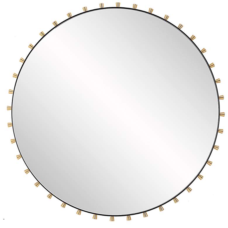 Image 3 Cosmopolitan Matte Black and Brass 37 1/2" Round Wall Mirror