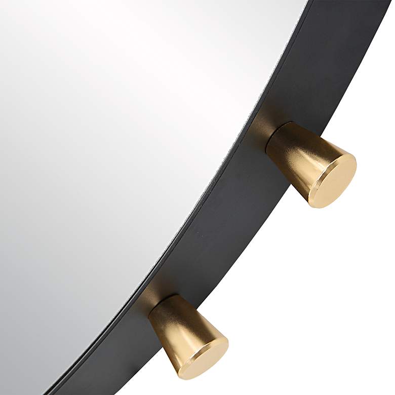 Image 6 Cosmopolitan Matte Black and Brass 37 1/2" Round Wall Mirror more views
