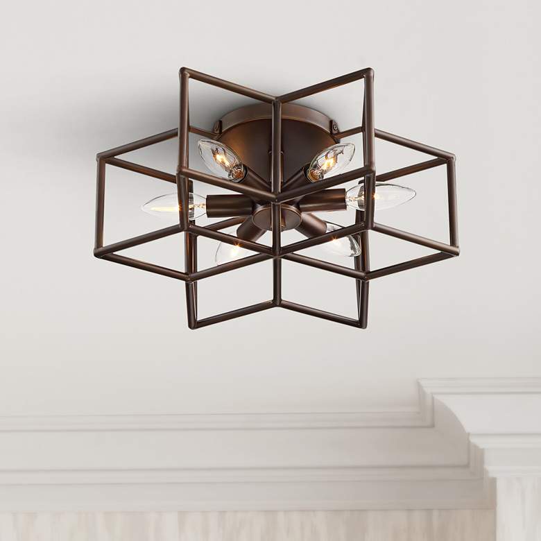 Image 1 Cosmos 6-Point Star Oil-Rubbed Bronze 6-Light Ceiling Light