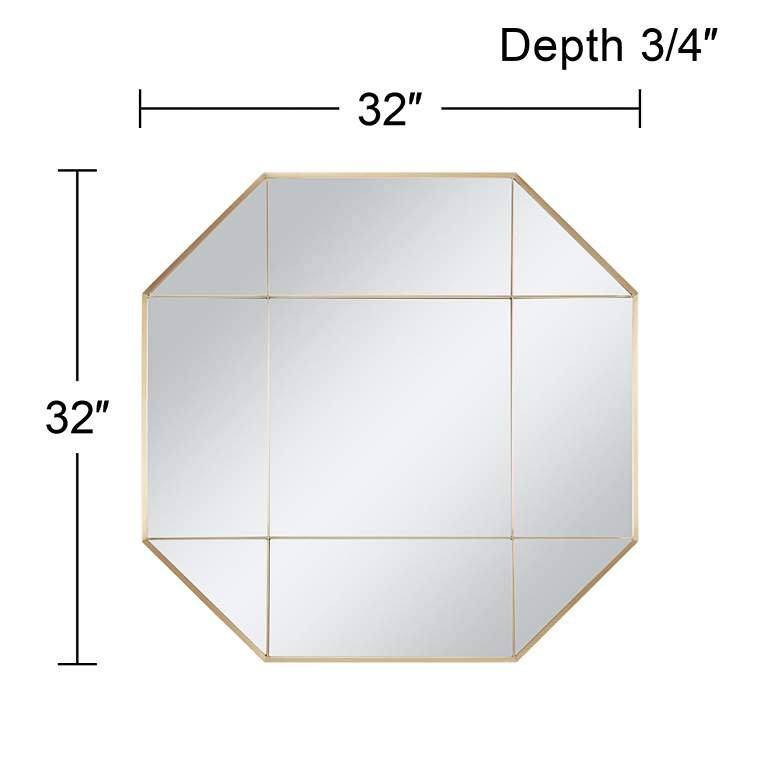 Image 5 Cosmos Brushed Gold 32" x 32" Octagonal Wall Mirror more views