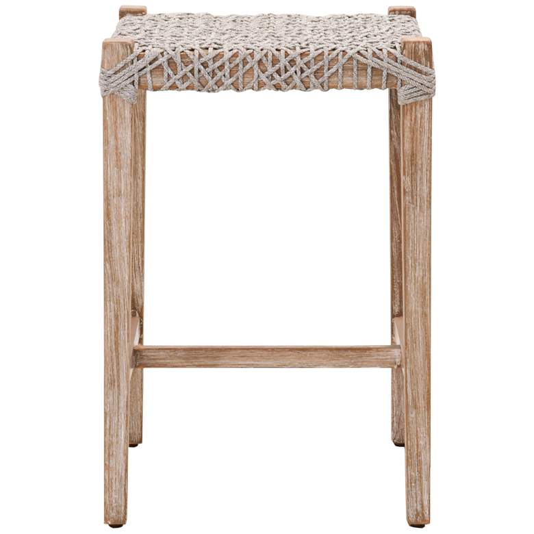 Image 2 Costa 25 1/2 inch Taupe White Rope and Gray Wood Counter Stool more views