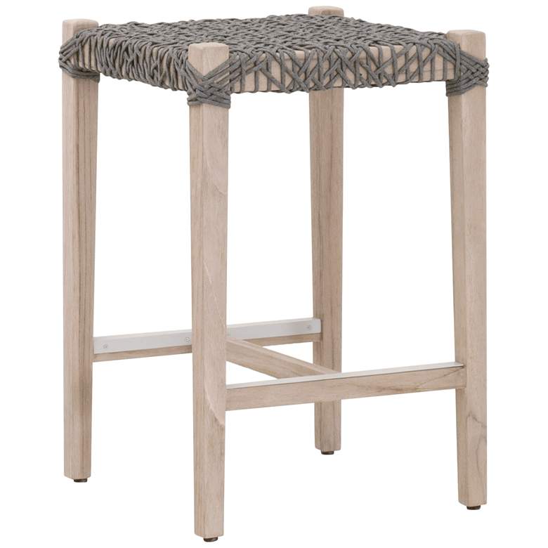 Image 1 Costa 26" Dove Flat Rope Gray Wood Outdoor Counter Stool