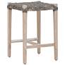 Costa 26" Dove Flat Rope Gray Wood Outdoor Counter Stool