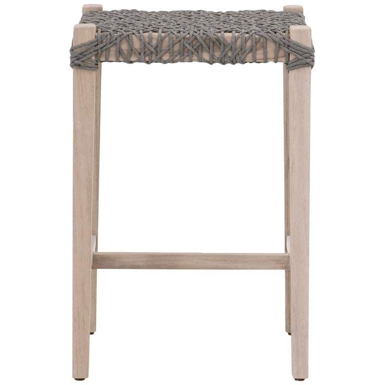 Image 4 Costa 26" Dove Flat Rope Gray Wood Outdoor Counter Stool more views