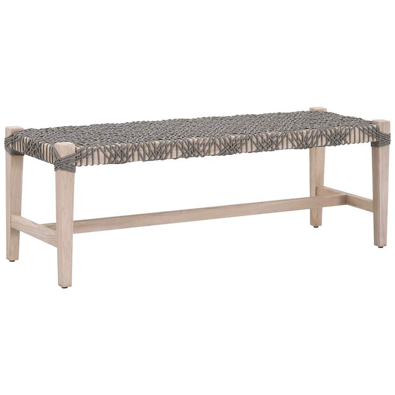 Image 1 Costa 52" Wide Dove Flat Rope Gray Wood Outdoor Bench