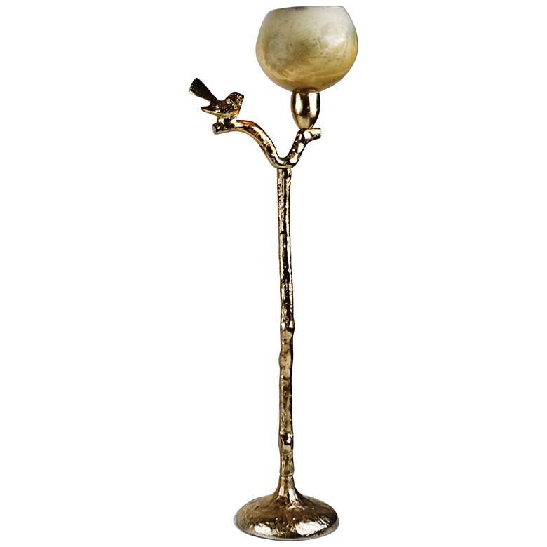 Image 1 Costa Brava Bird 21 inch High Golden Tealight Candle Holder
