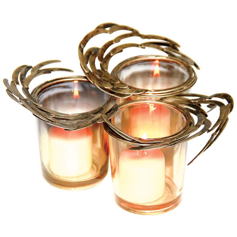 Image 1 Costa Brava Topaz Glass Burnt Nickel Votive Holder