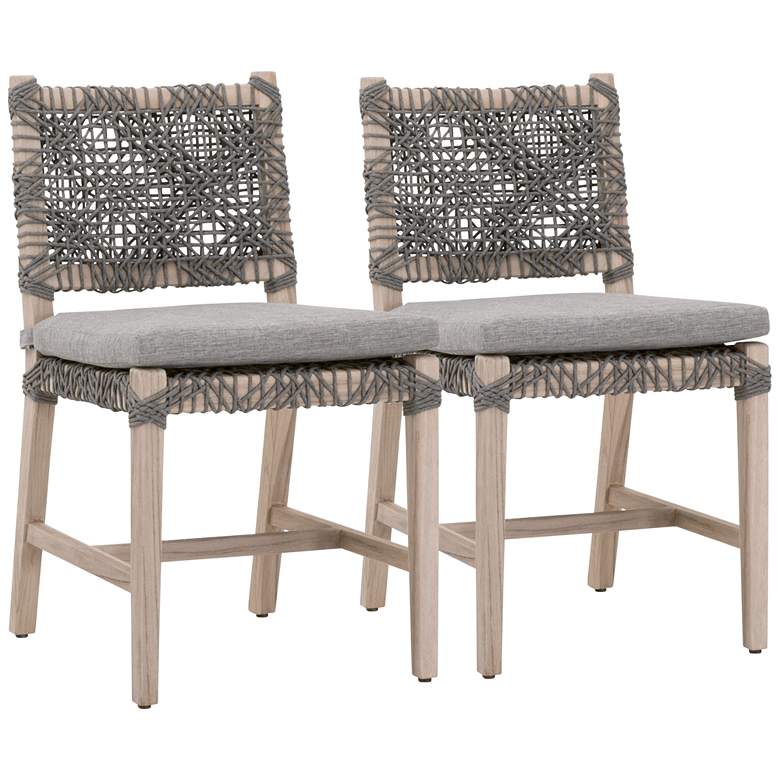 Image 1 Costa Dove Rope Gray Wood Outdoor Dining Chairs Set of 2