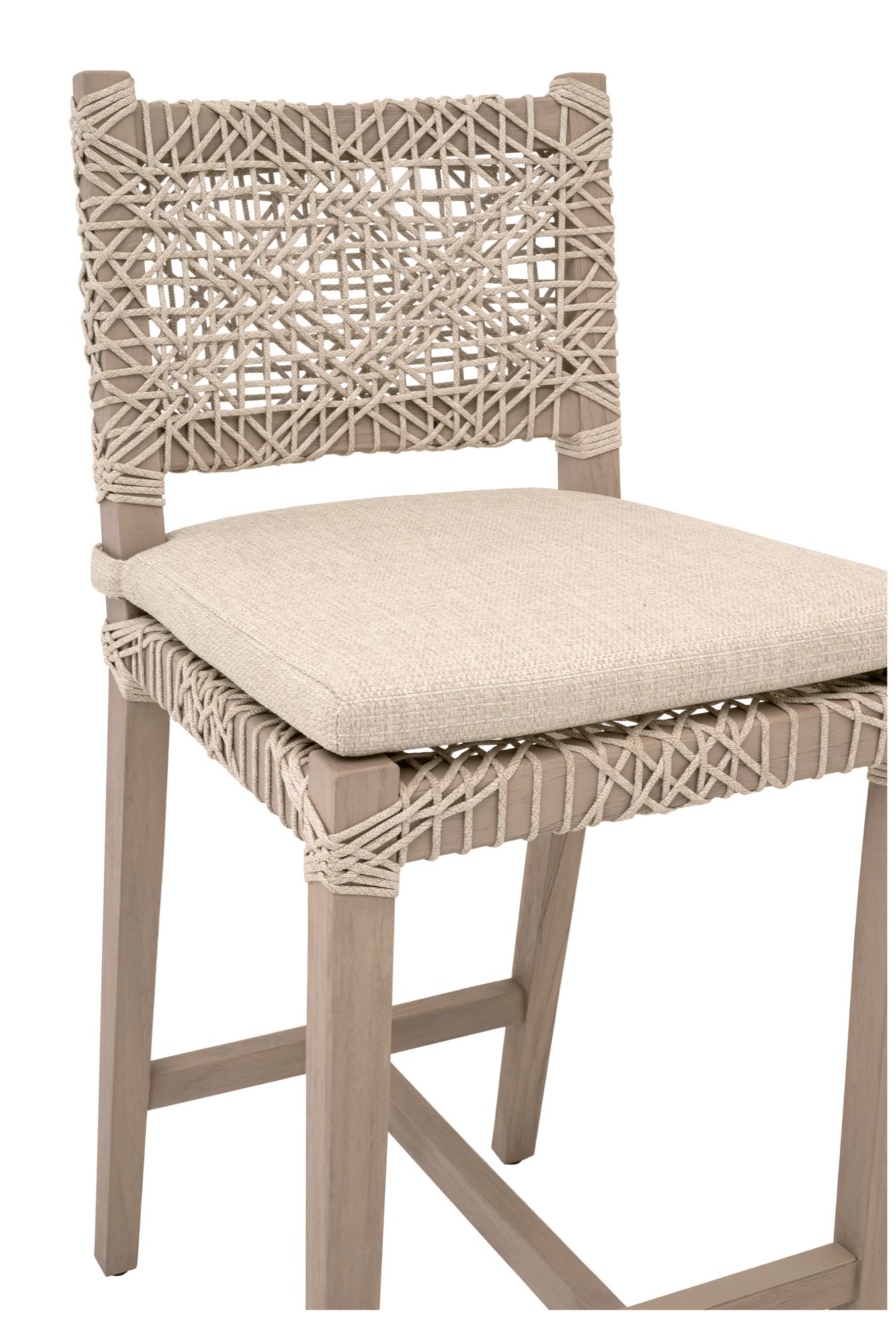Costa Outdoor Counter Stool, Oat Flat Rope, Performance Ecru Weave