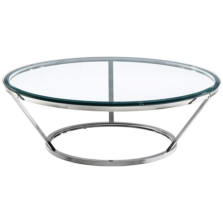 Image 1 Costa Round Clear Glass Top and Stainless Steel Coffee Table