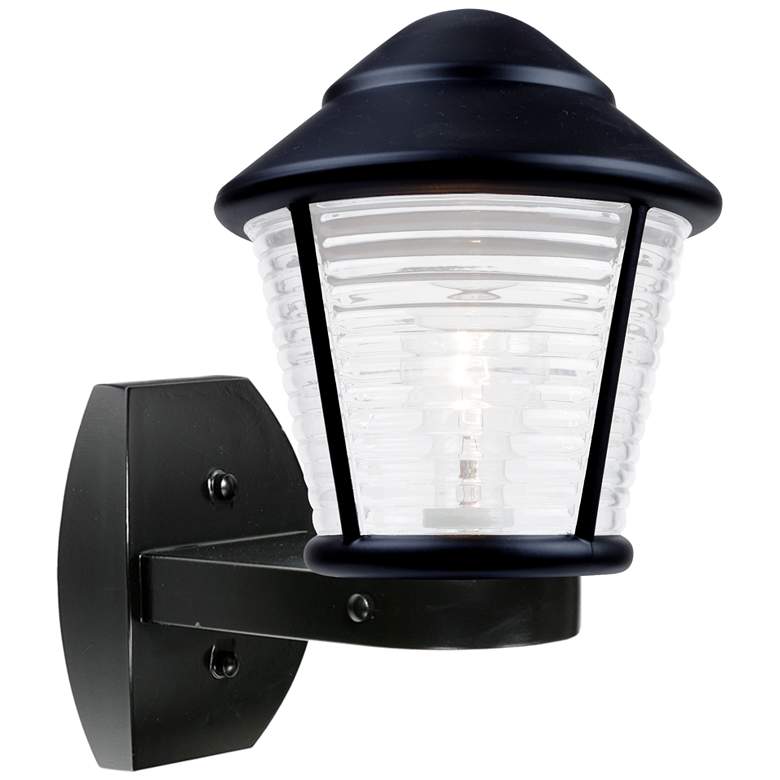 Image 1 Costaluz 12" High Black and Frosted Glass Outdoor Wall Light