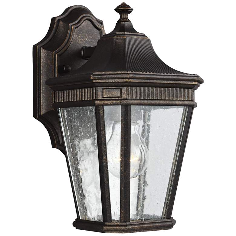 Image 1 Cotswold Lane 11 1/2"H Bronze and Seeded Glass Wall Light