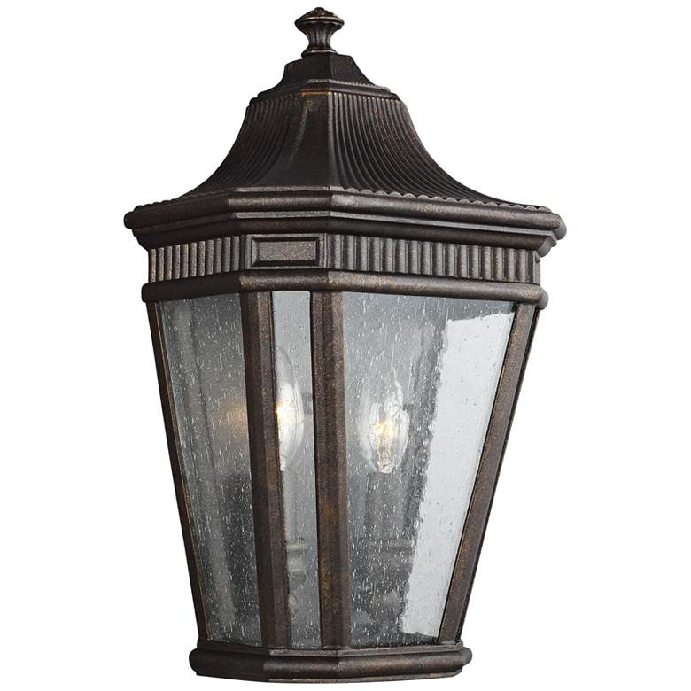 Image 1 Cotswold Lane 16"H Seeded Glass Bronze Outdoor Wall Light