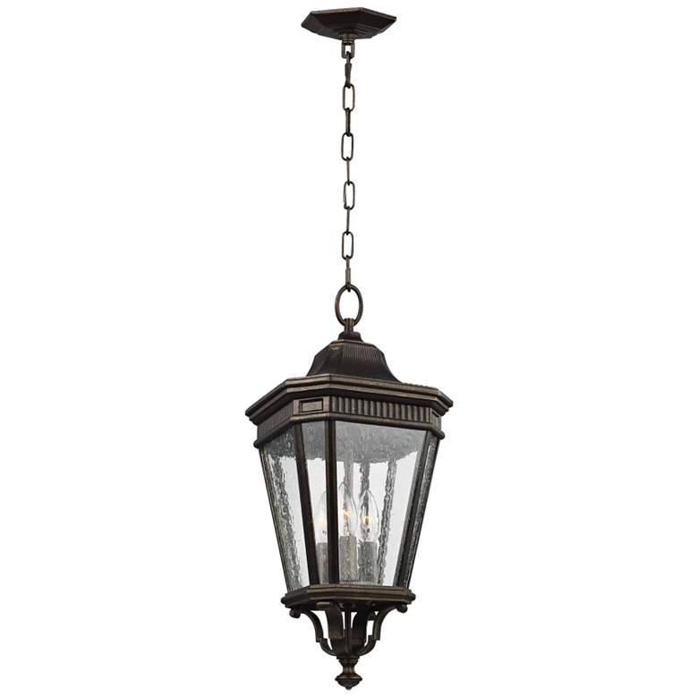 Image 1 Cotswold Lane 21 1/2"H Bronze and Seeded Glass Hanging Light