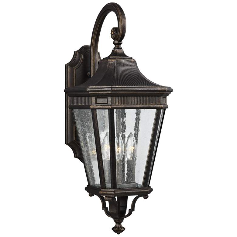 Image 1 Cotswold Lane 23 3/4"H Bronze and Seeded Glass Wall Light