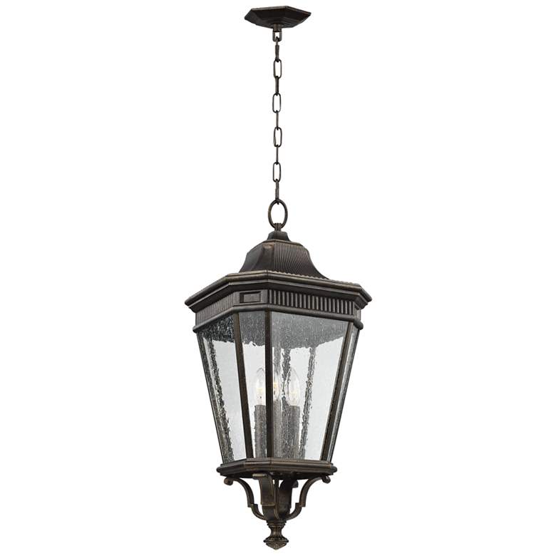 Image 1 Cotswold Lane 26 1/2"H Bronze and Seeded Glass Hanging Light
