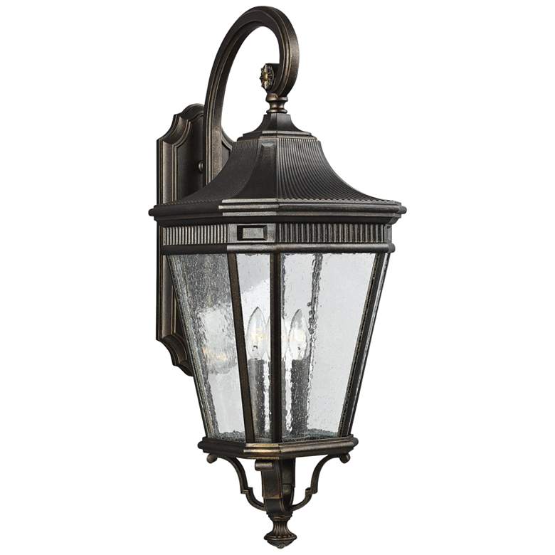 Image 1 Cotswold Lane 30"H Seeded Glass Bronze Outdoor Wall Light