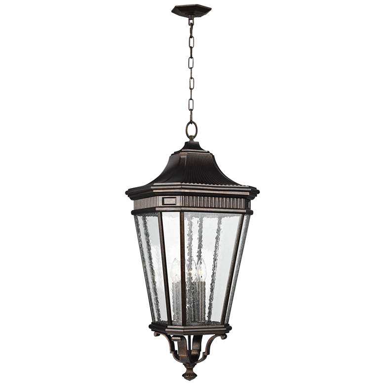 Image 1 Cotswold Lane 31" High Bronze and Seeded Glass Hanging Light