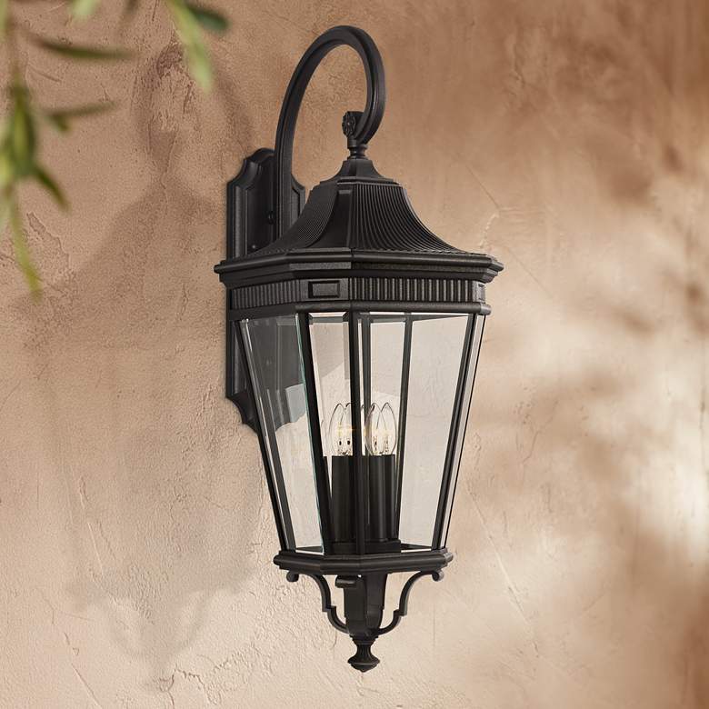 Cotswold Lane 36 1/4&quot;H Black and Beveled Glass Wall Light
