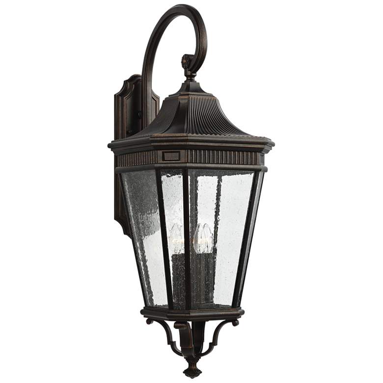 Image 1 Cotswold Lane 36 1/4"H Bronze and Seeded Glass Wall Light