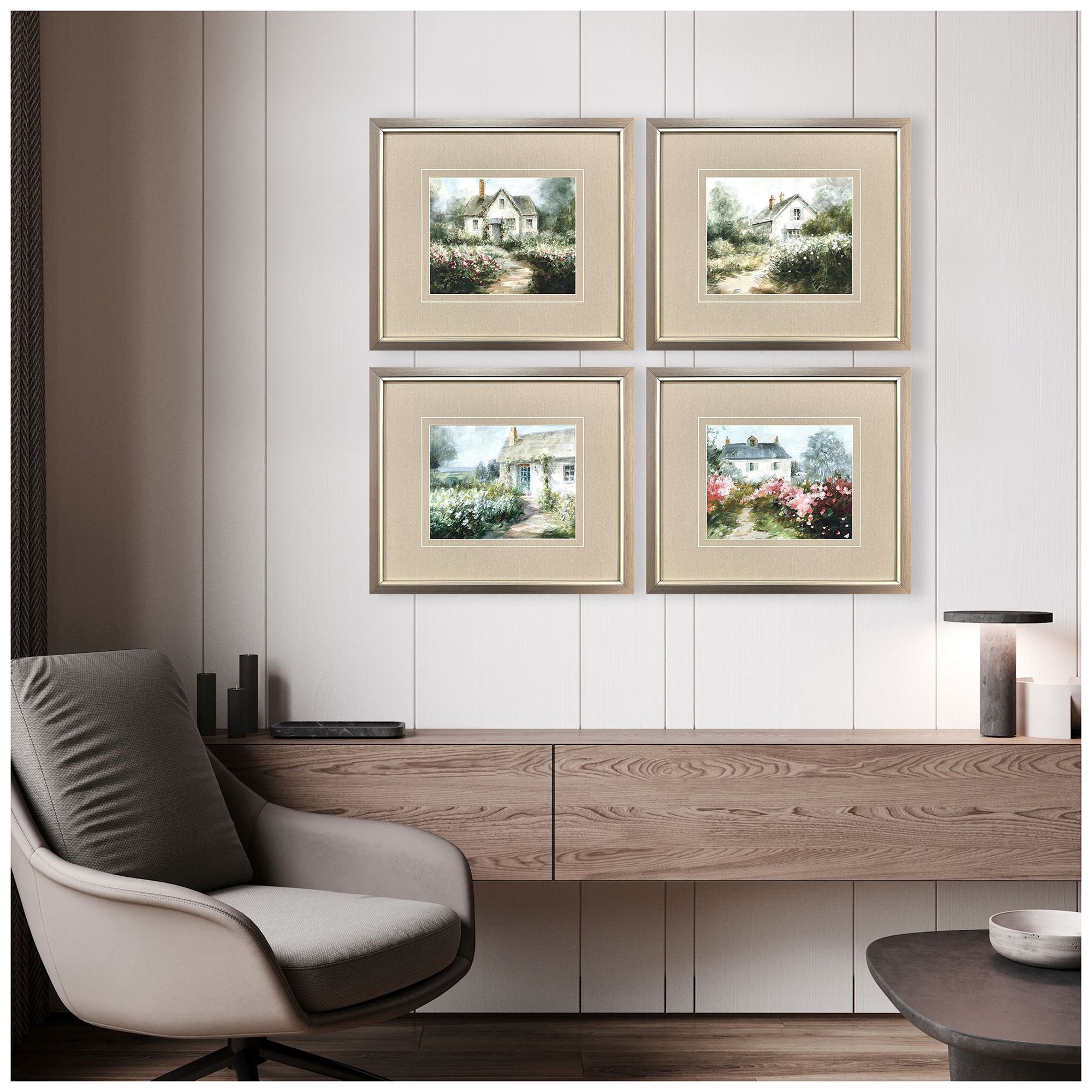 Image 4 Cottage Garden 17"W x 15"H Framed Art Set of 4 more views
