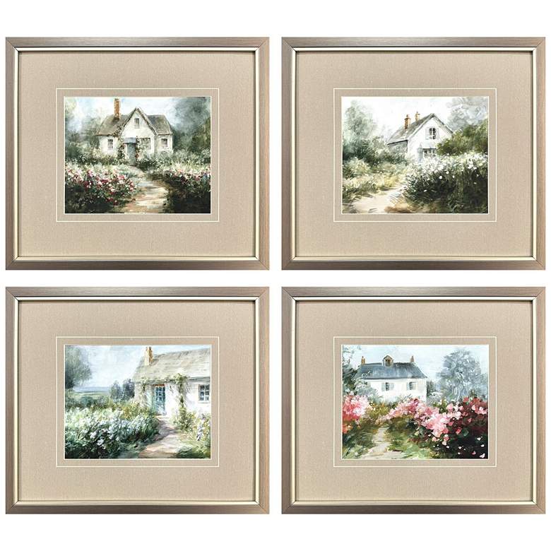 Image 1 Cottage Garden 17"W x 15"H Framed Art Set of 4