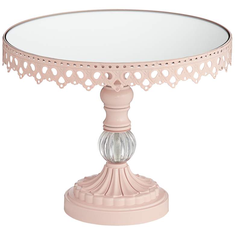 Image 1 Cotton Candy Pink Mirror 8 1/2 x 10 Round Cake Stand
