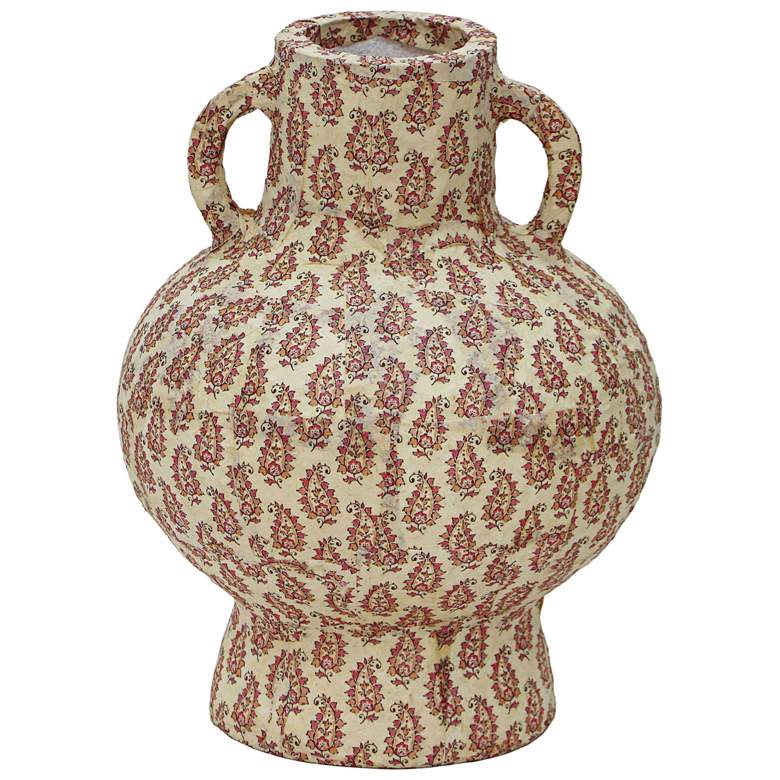 Image 1 Cotton Mache 10" High Peach Paisley Decorative Vase