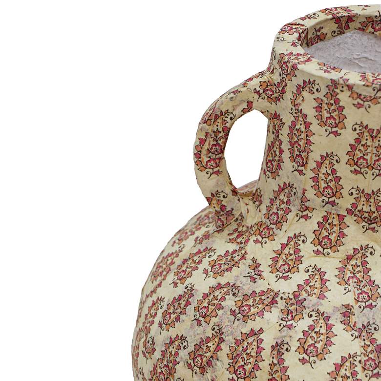 Image 2 Cotton Mache 10" High Peach Paisley Decorative Vase more views