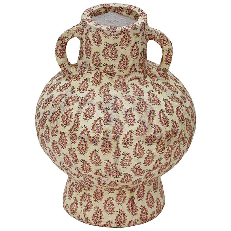 Image 3 Cotton Mache 10" High Peach Paisley Decorative Vase more views
