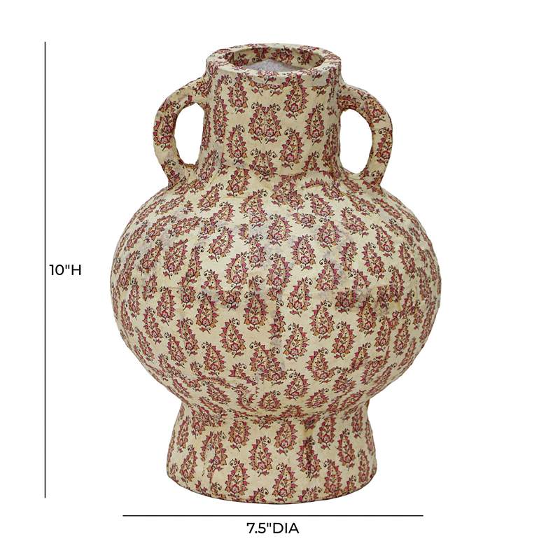 Image 5 Cotton Mache 10" High Peach Paisley Decorative Vase more views