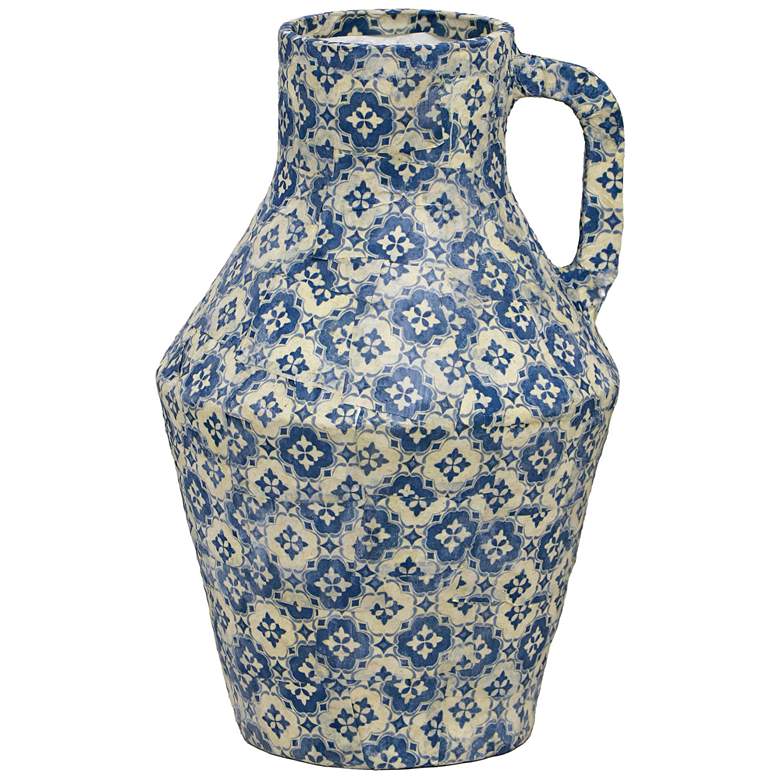 Image 1 Cotton Mache 12" High Lisbon Tile Decorative Vase
