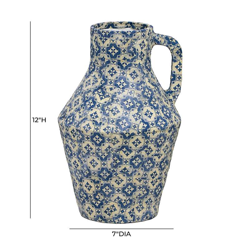 Image 5 Cotton Mache 12" High Lisbon Tile Decorative Vase more views
