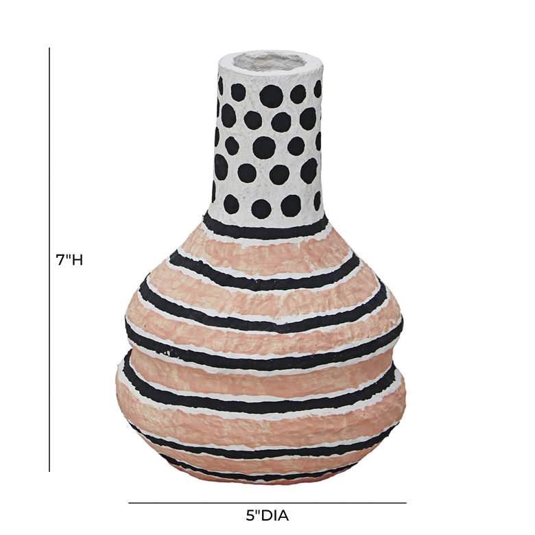 Image 5 Cotton Mache 7" High Modernist Print Decorative Vase more views