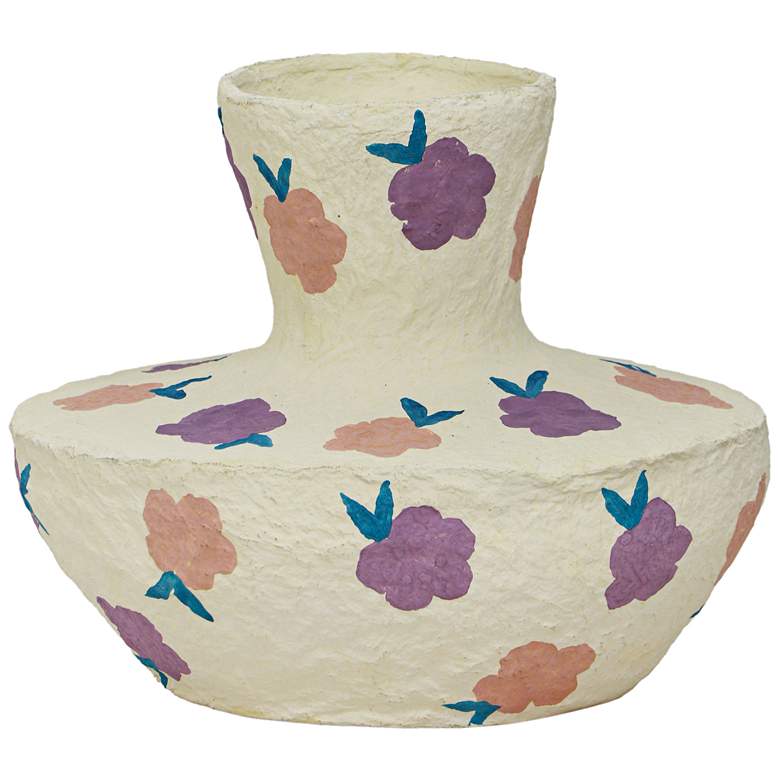 Image 1 Cotton Mache 9" Wide Spring Blossoms Decorative Vase