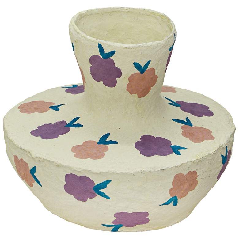 Image 3 Cotton Mache 9" Wide Spring Blossoms Decorative Vase more views