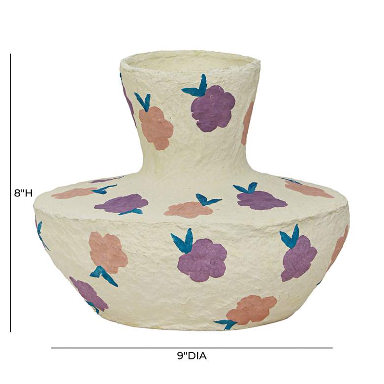 Image 5 Cotton Mache 9" Wide Spring Blossoms Decorative Vase more views