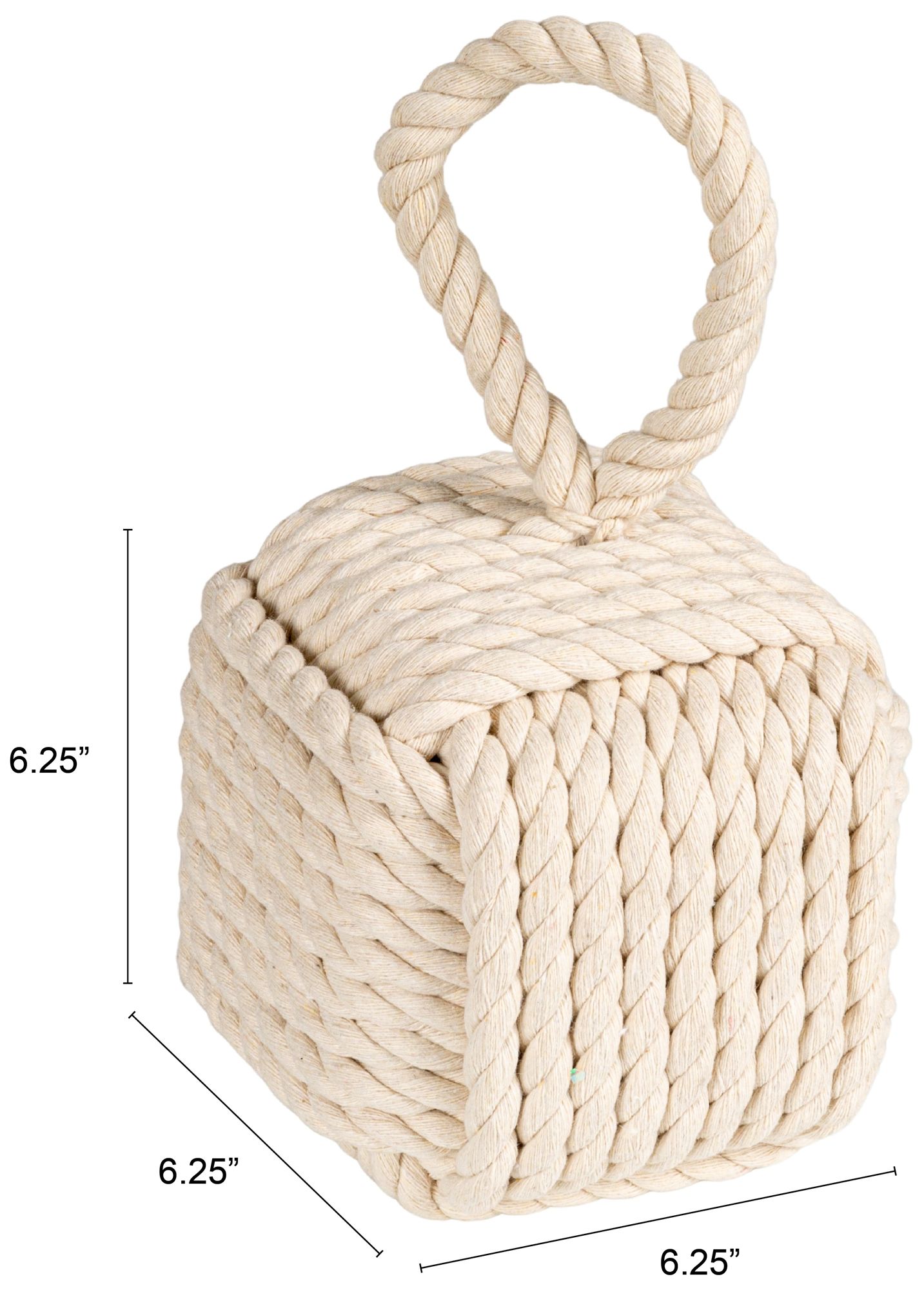 Image 4 Cotton Rope Knot Door Stop, White more views