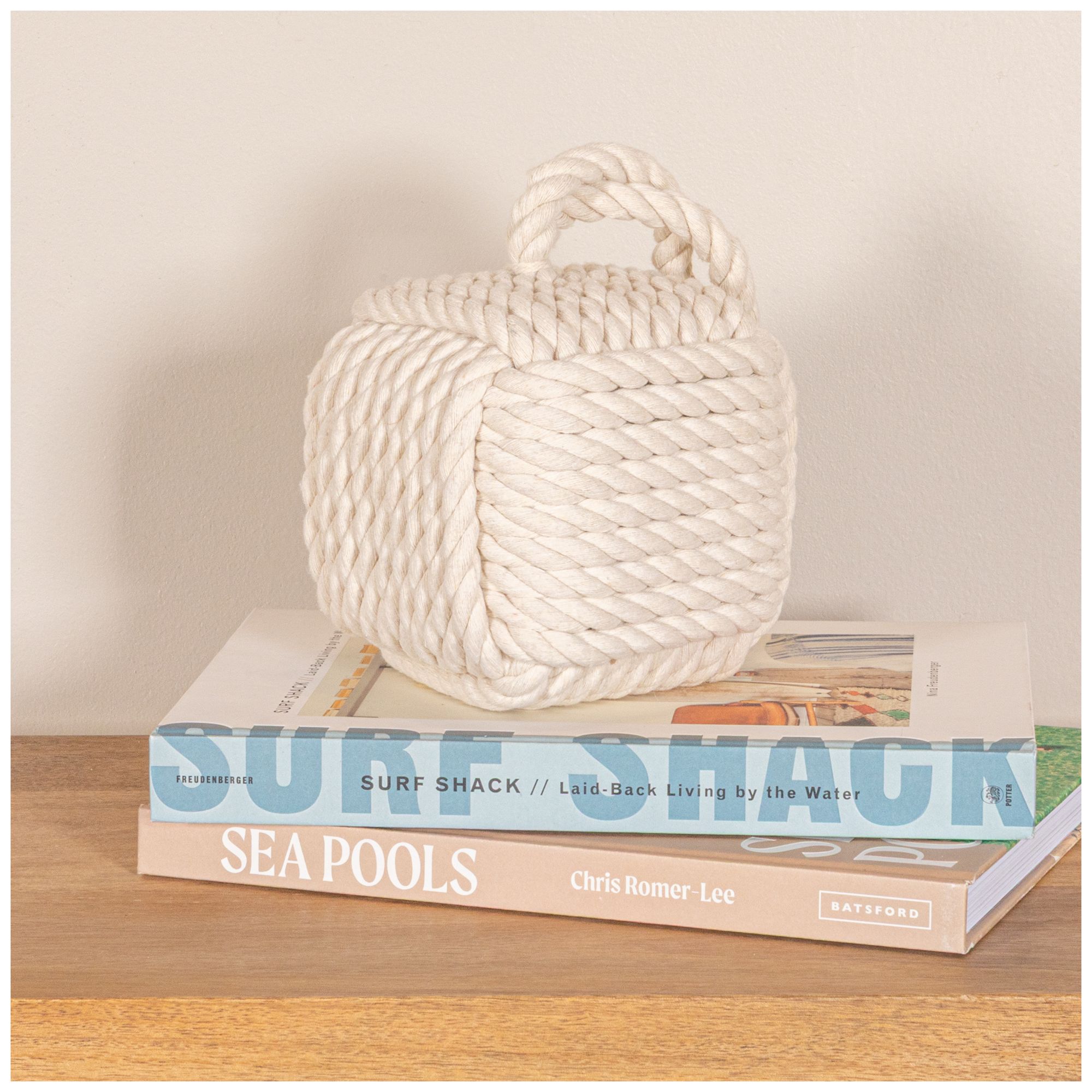 Image 5 Cotton Rope Knot Door Stop, White more views