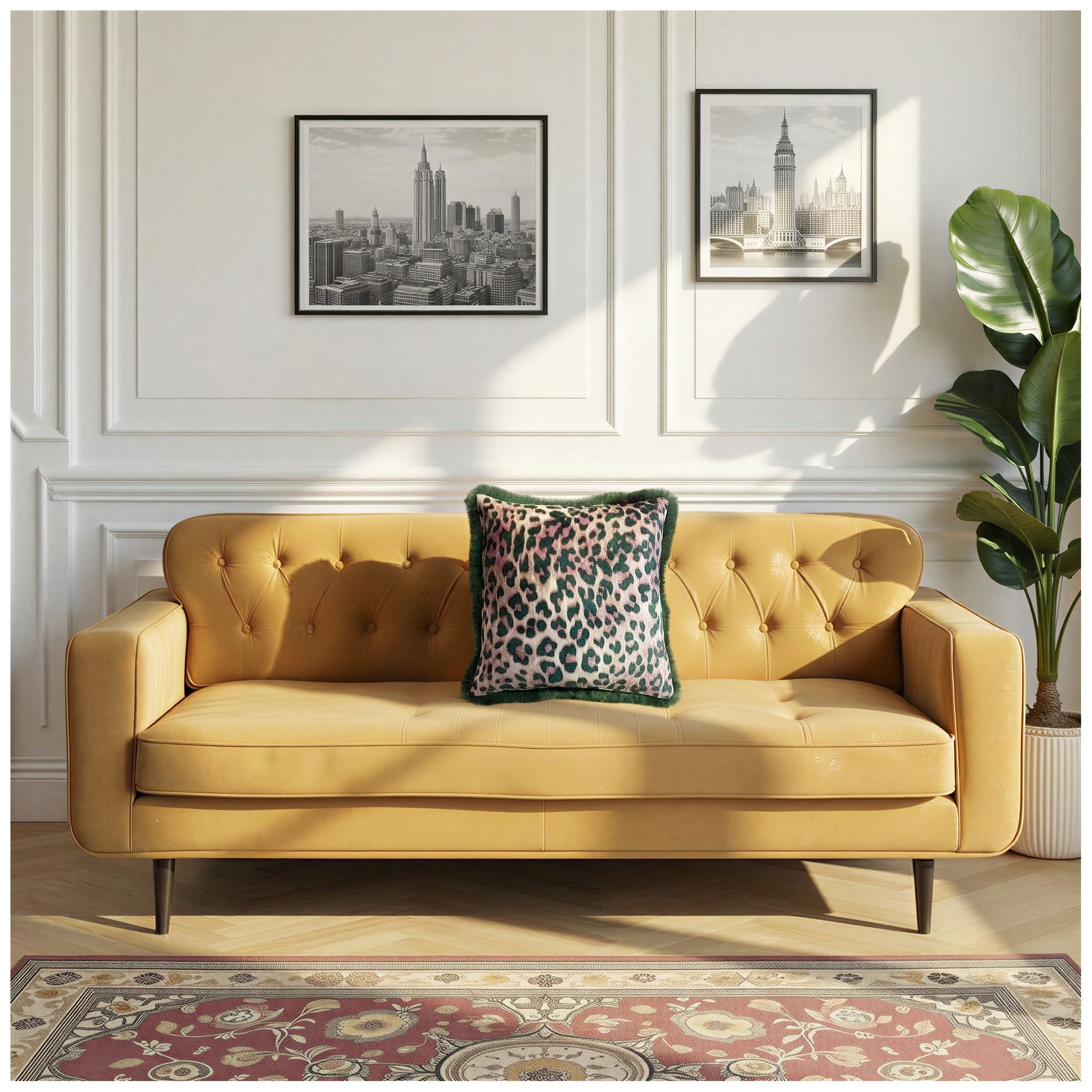 Image 2 Cotton Velvet Printed Square Pillow with Leopard Print Pattern more views