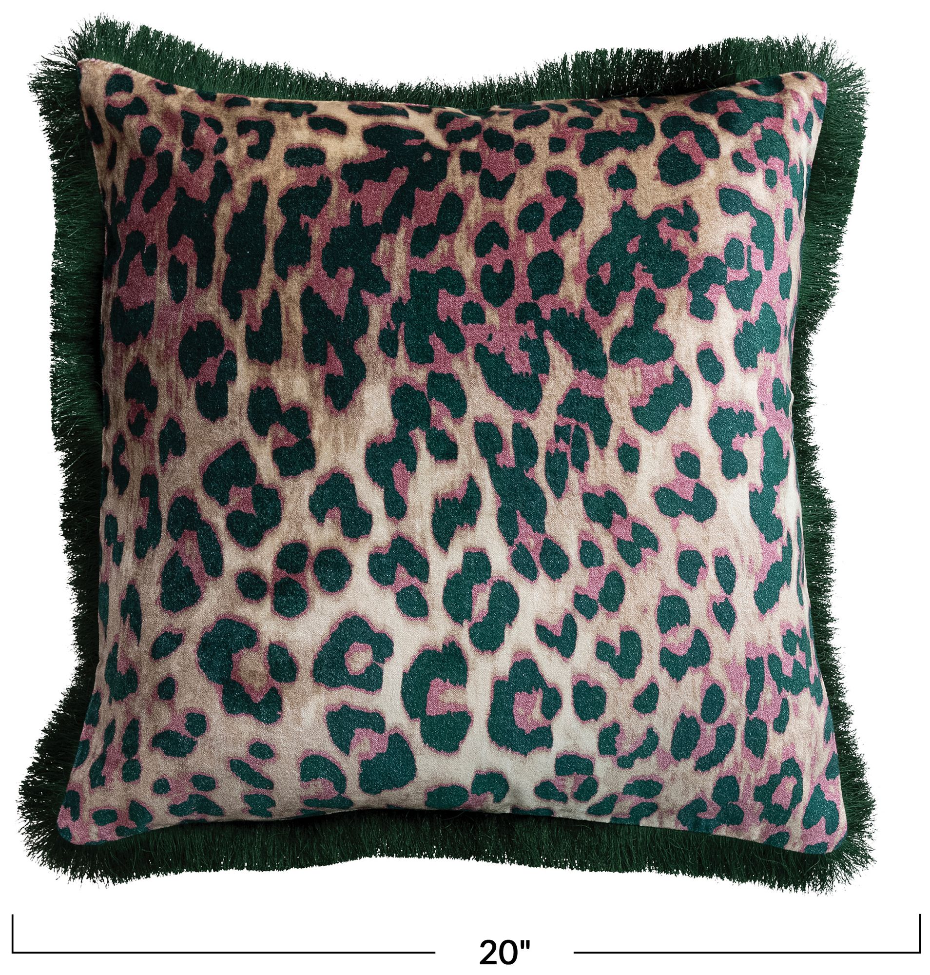 Image 3 Cotton Velvet Printed Square Pillow with Leopard Print Pattern more views