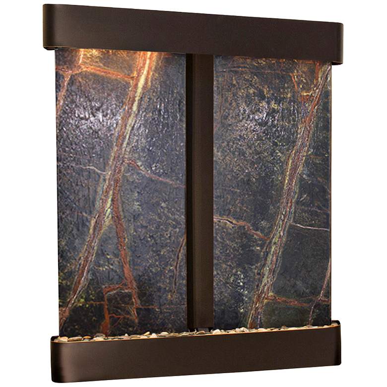 Image 1 Cottonwood Falls 61" Wide Blackened Copper Wall Fountain