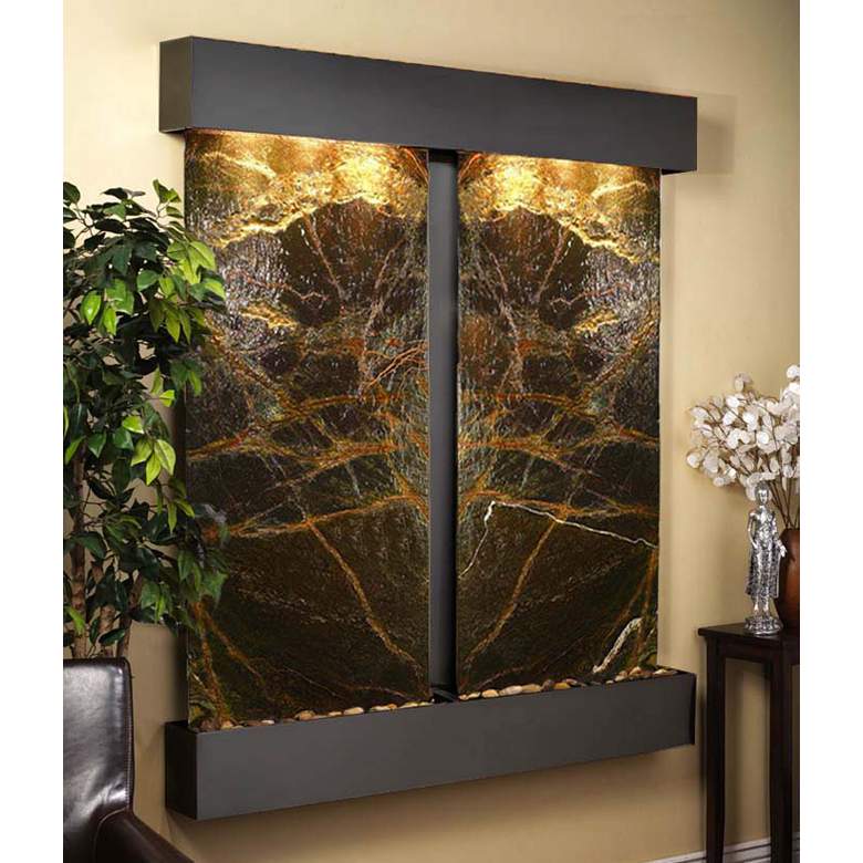 Image 1 Cottonwood Falls 69" High Green Marble Modern Wall Fountain