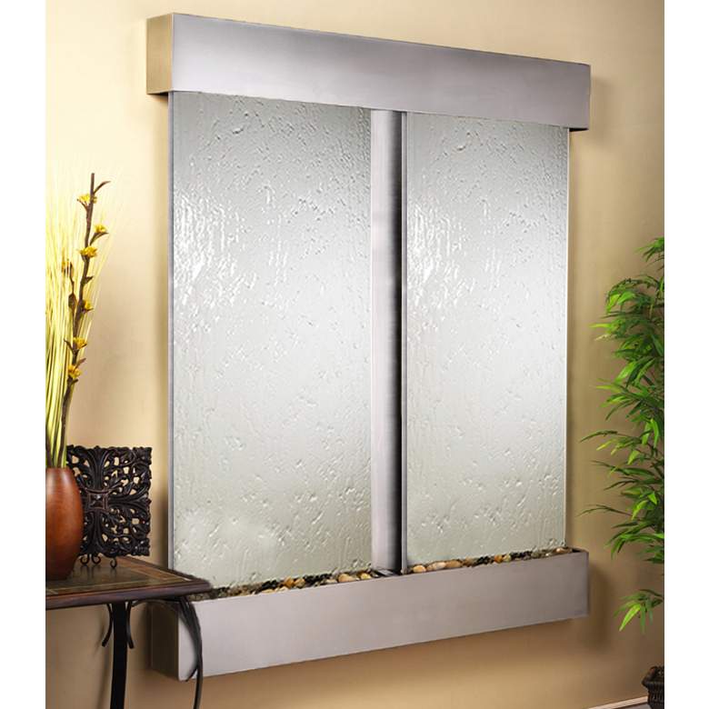 Image 1 Cottonwood Falls 69"H Stainless Steel Mirrored Wall Fountain