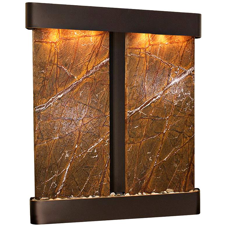 Image 1 Cottonwood Falls Brown Blackened Round 69"H Wall Fountain