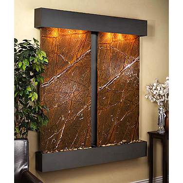 Cottonwood Falls Brown Marble Blackened 69"H Wall Fountain