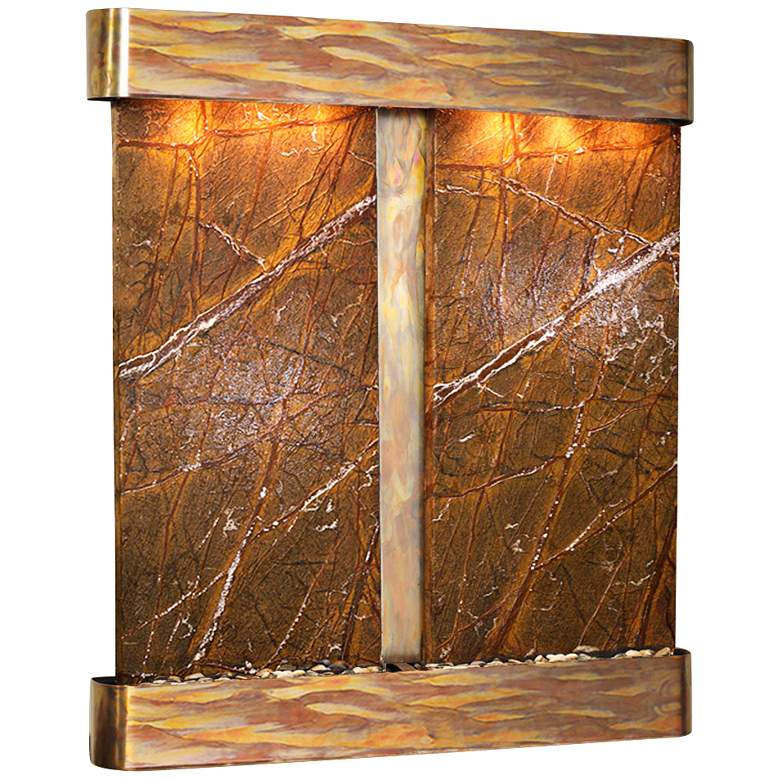 Image 1 Cottonwood Falls Brown Marble Round Copper Wall Fountain